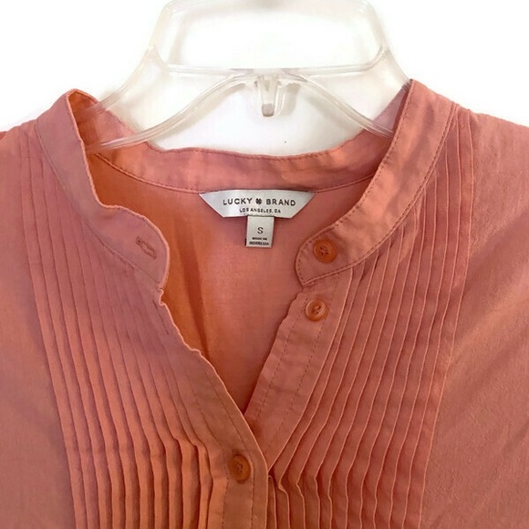 Lucky Brand Pink Sheer Button Down Blouse Sz S - Picture 3 of 4